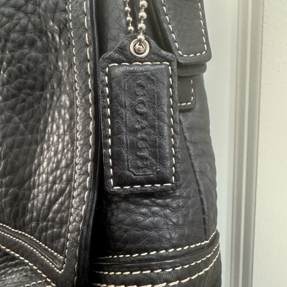 Coach Black Pebble Leather Shoulder Bag